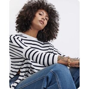 MerSea Catalina Crew Black White Stripe Knit‎ Top OS Oversized Minimalist Comfy